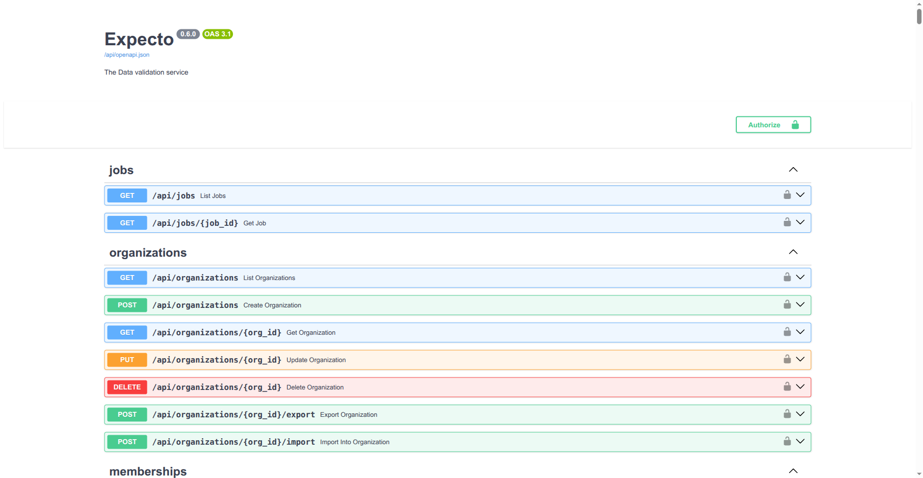 Expecto Swagger UI at /api/docs