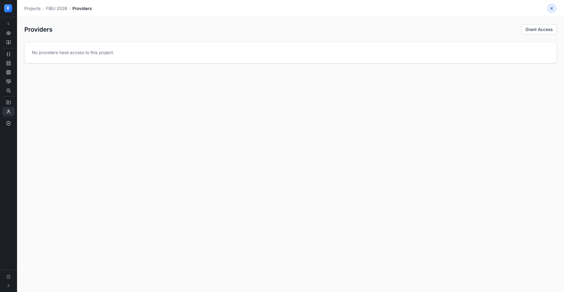 Project Providers tab